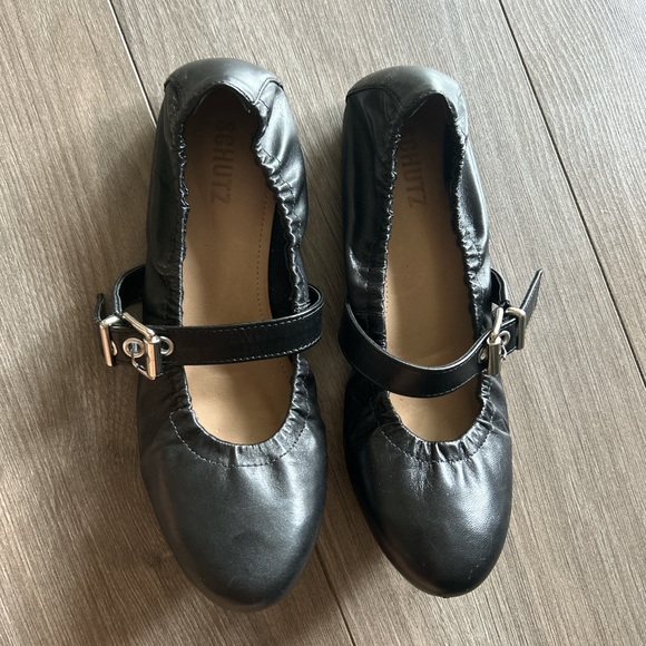 SHUTZ Black buckle ballet flats - Picture 1 of 2